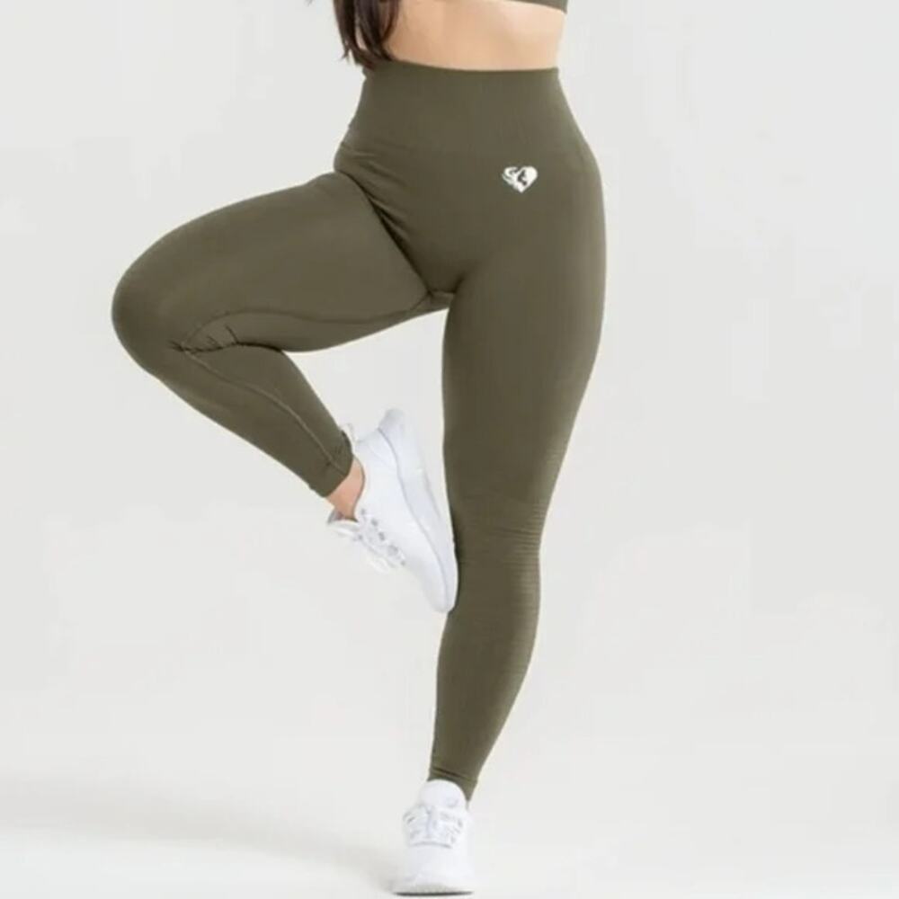 Best Power Seamless Olive Green Leggings Khaki Athlete Sports